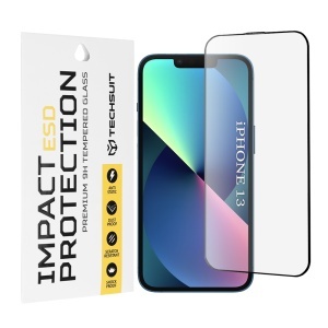 Folie pentru iPhone 13 / iPhone 13 Pro / iPhone 14 - Techsuit ESD Glass - Black