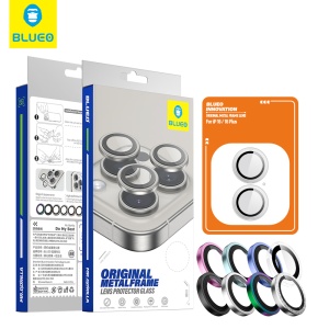 Folie pentru iPhone 15 / iPhone 15 Plus - Blueo Original Metal Frame Lens Protector - Yellow - Img 3