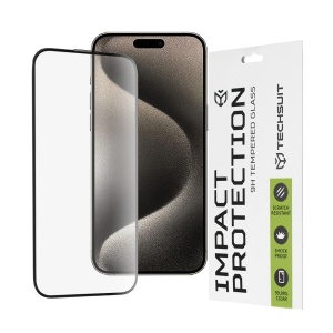 Folie pentru iPhone 15 Pro Max - Techsuit 111D Full Cover / Full Glue Glass - Black - Img 1