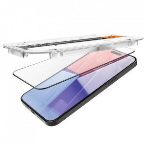 Folie pentru iPhone 15 Pro (set 2) - Spigen Glas.tR EZ FIT - Black - Img 4