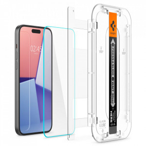 Folie pentru iPhone 15 - Spigen Glas.tR EZ FIT - Clear - Img 3