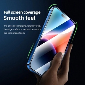Folie pentru iPhone 16 Pro - Blueo 3D Full Display Curved Edge AR Glass with Applicator Pro - Black - Img 4