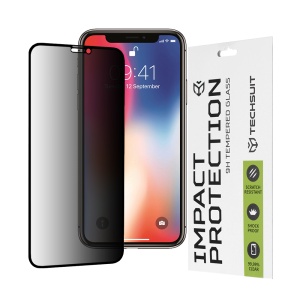 Folie pentru iPhone X / iPhone XS / iPhone 11 Pro - Techsuit 111D Privacy FullÂ Glue - Black