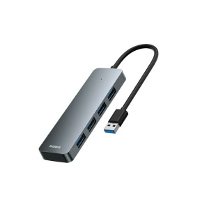 Hub Baseus UltraJoy 4-in-1 Lite USB-A la 4xUSB-A 3.0 5Gbps cu cablu de 15 cm Gri