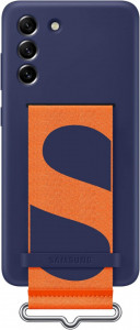 Husa de protectie Samsung Silicone Cover with Strap pentru Galaxy S21 FE 5G, EF-GG990TNEGWW, Navy