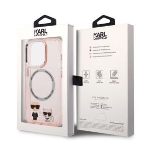 Husa iPhone 14 Pro - Karl Lagerfeld Hardcase MagSafe (KLHMP14LHKCP) - Pink Karl & Choupette Aluminium - Img 7