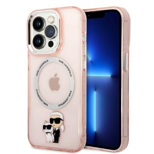 Husa iPhone 14 Pro - Karl Lagerfeld Hardcase MagSafe (KLHMP14LHNKCIP) - Pink Iconic Karl&Choupette - Img 1