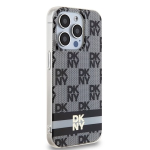 Husa iPhone 15 Pro - DKNY IML Checkered Mono Pattern & Printed Stripes MagSafe (DKHMP15LHCPTSK) - Black - Img 4