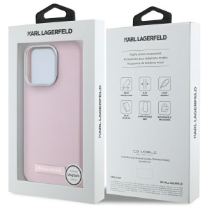 Husa iPhone 15 Pro - Karl Lagerfeld Leather MagSafe (KLHMP15LPGMSRPP) - Pink FW Metal Plate - Img 9