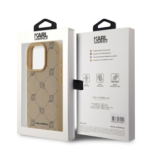 Husa iPhone 15 Pro Max - Karl Lagerfeld Leather MagSafe (KLHMP15XPGKHPHE) - Beige Karl Heads - Img 5