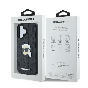 Husa iPhone 16 - Karl Lagerfeld Hardcase Leather Monogram (KLHCP16SPGKLKIPK) - Karl Head Pin - Img 6