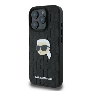 Husa iPhone 16 Pro - Karl Lagerfeld Hardcase Leather Monogram (KLHCP16LPGKLKIPK) - Karl Head Pin - Img 7