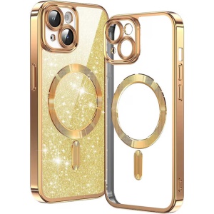 Husa pentru iPhone 13 - Techsuit Luxury Glitter MagSafe - Gold - Img 1