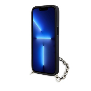 Husa pentru iPhone 14 - Karl Lagerfeld Saffiano Monogram Chain (KLHCP14SSACKLHPG) - Silver - Img 5