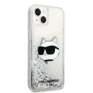 Husa pentru iPhone 14 Plus - Karl Lagerfeld Hardcase Glitter (KLHCP14MLNCHCS) - Silver Choupette Head - Img 7