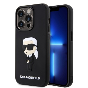 Husa pentru iPhone 14 Pro - Karl Lagerfeld 3D Design (KLHCP14L3DRKINK) - Rubber Ikonik - Img 1