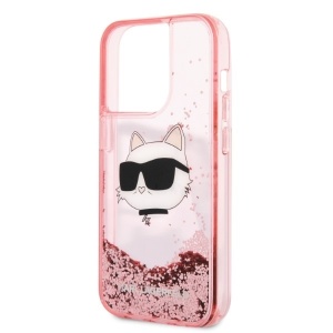 Husa pentru iPhone 14 Pro - Karl Lagerfeld Hardcase Glitter (KLHCP14LLNCHCP) - Pink Choupette Head - Img 2