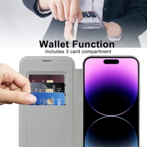 Husa pentru iPhone 14 Pro Max - Techsuit SmartMag Book Case - Gray - Img 5