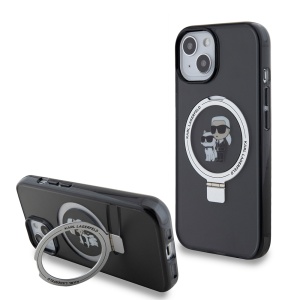 Husa pentru iPhone 15 - Karl Lagerfeld Hardcase Ring Stand MagSafe (KLHMP15SHMRSKCK) - Karl&Choupette