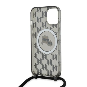 Husa pentru iPhone 15 - Karl Lagerfeld IML Crossbody MagSafe (KLHMP15SHCKCKLCK) - Monogram Karl&Choupette Head - Img 5