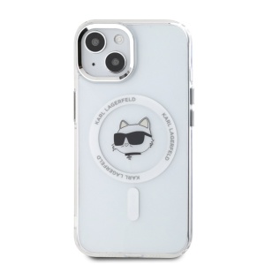 Husa pentru iPhone 15 - Karl Lagerfeld IML MagSafe (KLHMP15SHLSCHH) - White Metal Choupette`s Head - Img 4