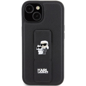 Husa pentru iPhone 15 - Karl Lagerfeld Saffiano Gripstand (KLHCP15SGSAKCPK) - Karl&Choupette - Img 3