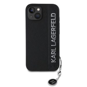 Husa pentru iPhone 15 - Karl Lagerfeld Saffiano Rhinestones&Charm (KLHCP15SPSAKDGCK) - Black - Img 2