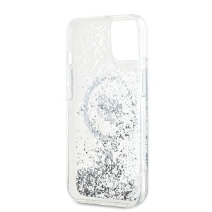 Husa pentru iPhone 15 Plus - Karl Lagerfeld Liquid Glitter MagSafe (KLHMP15MLGCHSGH) - Transparent Choupette Head - Img 4