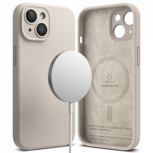 Husa pentru iPhone 15 Plus - Ringke Silicone Magnetic MagSafe - Stone - Img 1
