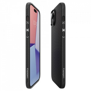 Husa pentru iPhone 15 Plus - Spigen Liquid Air - Matte Black - Img 5