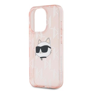 Husa pentru iPhone 15 Pro - Karl Lagerfeld IML Luxury (KLHCP15LHKLPCHP) - Pink Choupette Head&Monogram - Img 2