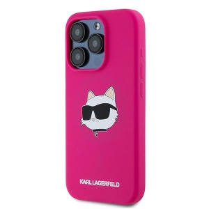 Husa pentru iPhone 15 Pro - Karl Lagerfeld Silicone MagSafe (KLHMP15LSCHPPLF) - Fuchsia Choupette Head - Img 6