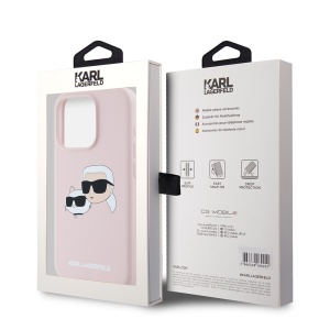 Husa pentru iPhone 15 Pro - Karl Lagerfeld Silicone MagSafe (KLHMP15LSKCHPPLP) - Pink Karl&Choupette Head - Img 7