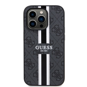 Husa pentru iPhone 15 Pro Max - Guess Hardcase 4G Printed Stripes MagSafe (GUHMP15XP4RPSK) - Black - Img 2