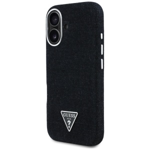 Husa pentru iPhone 16 - Guess Denim Triangle Logo MagSafe (GUHMP16SRJFWTLK) - Black - Img 8