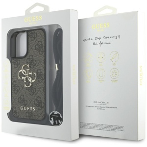Husa pentru iPhone 16 - Guess Hardcase 4G Big Logo with Cord Strap (GUHCP16SP4GMGCRW) - Brown - Img 7