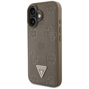 Husa pentru iPhone 16 - Guess Peony Grained Hot Stamp Triangle MagSafe (GUHMP16SPGBTMW) - Brown - Img 11