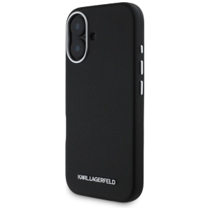 Husa pentru iPhone 16 - Karl Lagerfeld Saffiano Full Wrapped Elongated Metal Logo MagSafe (KLHMP16SPSAFWMCK) - Black - Img 2