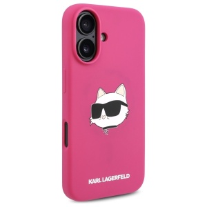 Husa pentru iPhone 16 - Karl Lagerfeld Silicone MagSafe (KLHMP16SSCHPPLF) - Fuchsia Choupette Head - Img 5