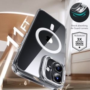 Husa pentru iPhone 16 Plus + Folie - ESR Classic Hybrid HaloLock Kickstand - Clear - Img 5
