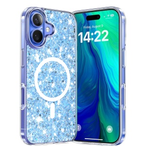 Husa pentru iPhone 16 Plus - Techsuit Sparkly Glitter MagSafe - Blue