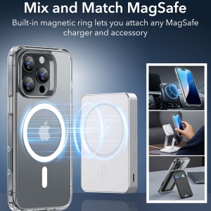 Husa pentru iPhone 16 Pro - ESR Classic Hybrid HaloLock - Frosted Clear - Img 4