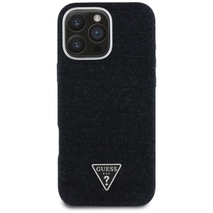 Husa pentru iPhone 16 Pro - Guess Denim Triangle Logo MagSafe (GUHMP16LRJFWTLK) - Black - Img 6