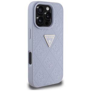Husa pentru iPhone 16 Pro - Guess Leather Hot Stamp 4G Pattern Triangle Metal Logo (GUHCP16LPGP4STRU) - Light Purple - Img 6
