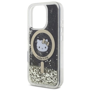 Husa pentru iPhone 16 Pro - Hello Kitty Hardcase Liquid Glitter Fever MagSafe (HKHMP16LLGDIK) - Black/Gold - Img 4