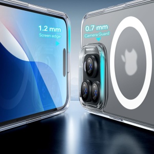 Husa pentru iPhone 16 Pro Max + Folie - ESR Classic Hybrid HaloLock - Frosted Clear - Img 4