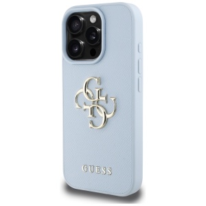 Husa pentru iPhone 16 Pro Max - Guess Hardcase Grained Big 4G Logo Small Classic Logo (GUHCP16XPGT4MBB) - Blue - Img 2