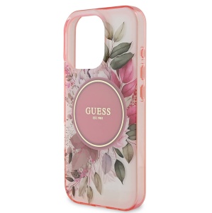 Husa pentru iPhone 16 Pro Max - Guess IML Flower & Tonal Circle MagSafe (GUHMP16XHFWBDCEP) - Pink - Img 5