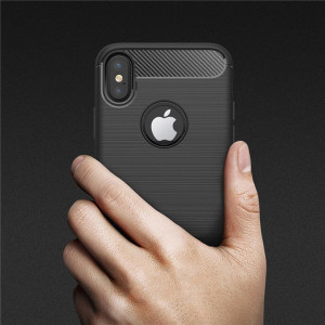 Husa pentru iPhone X / iPhone XS - Techsuit Carbon Silicone - Black - Img 6