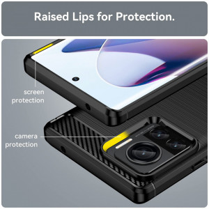 Husa pentru Motorola Edge 30 Ultra - Techsuit Carbon Silicone - Black - Img 2